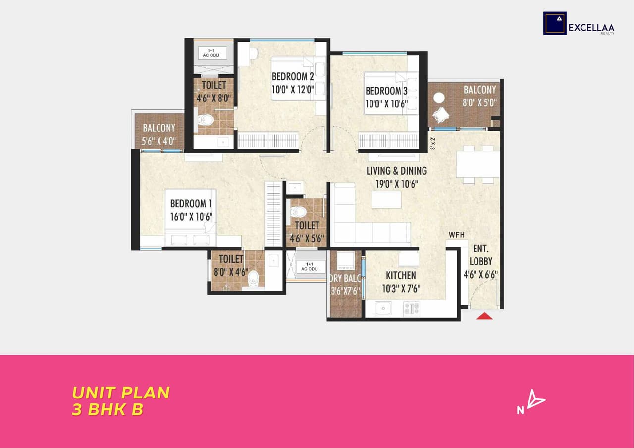 Excellaa Maan Unit plan - 825 sq.ft.