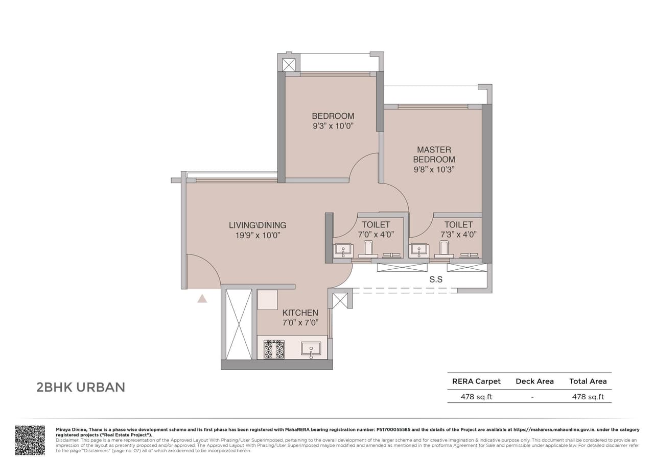 Miraya Divine Unit plan - 478 sq.ft.