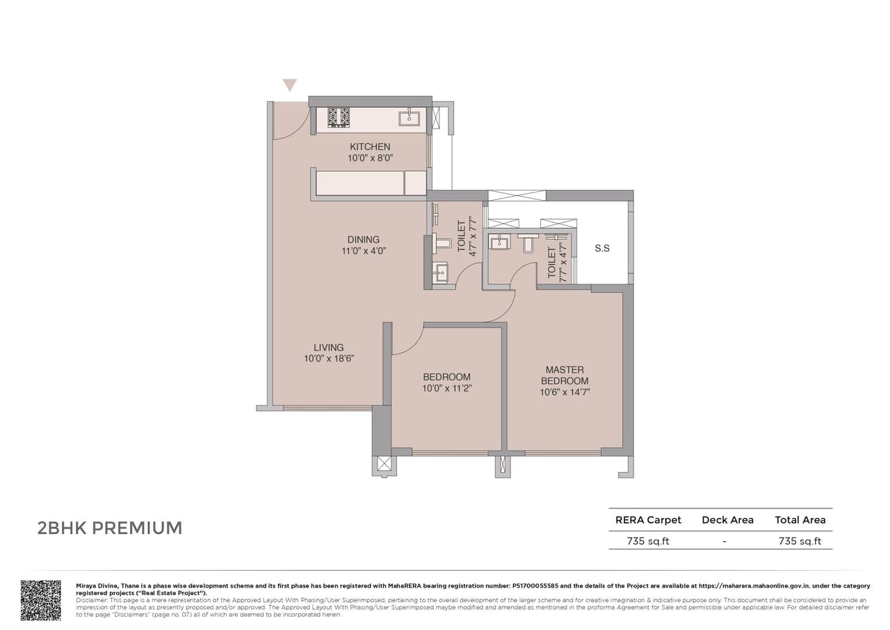 Miraya Divine Unit plan - 735 sq.ft.