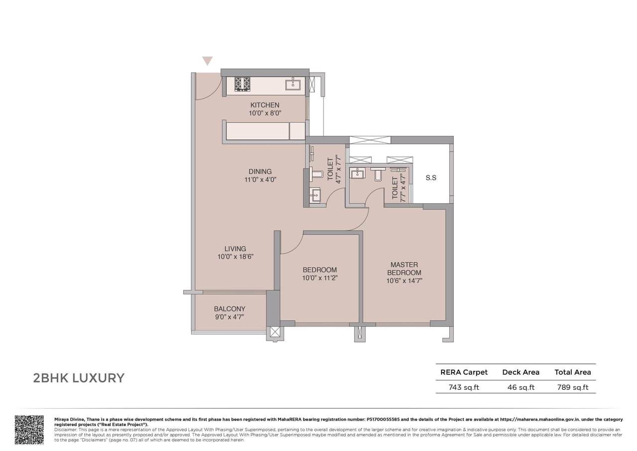 Miraya Divine Unit plan - 789 sq.ft.