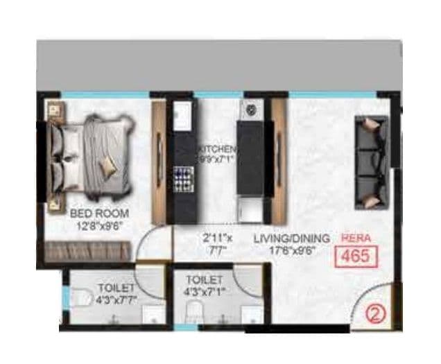 Unit plan - 465 sq.ft.