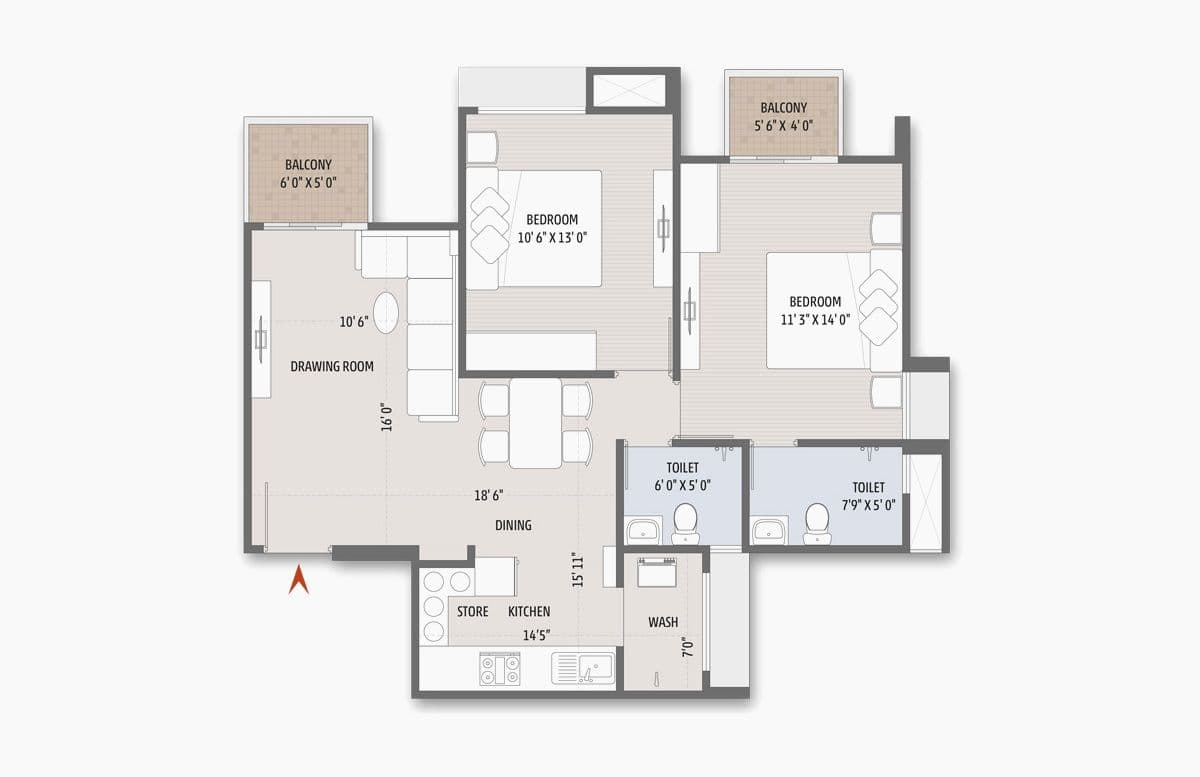 Swagat Kingsland Unit plan - 866 sq.ft.