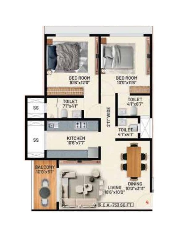 Ambit Primoris Unit plan - 753 sq.ft.