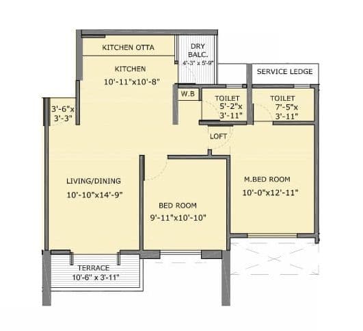 SB Ganesh Paradise Unit plan - 710 sq.ft.