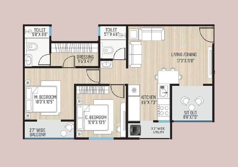 Balwadkar Shreepati Heritage Unit plan - 781 sq.ft.