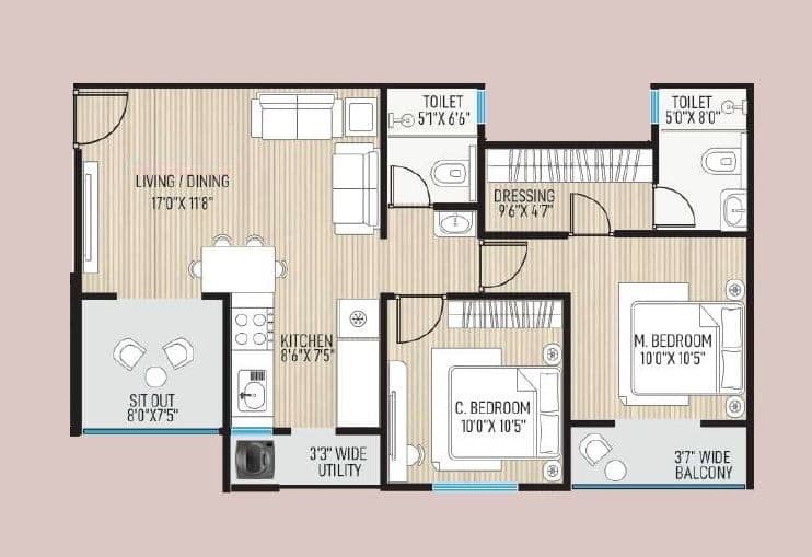 Unit plan - 784 sq.ft.