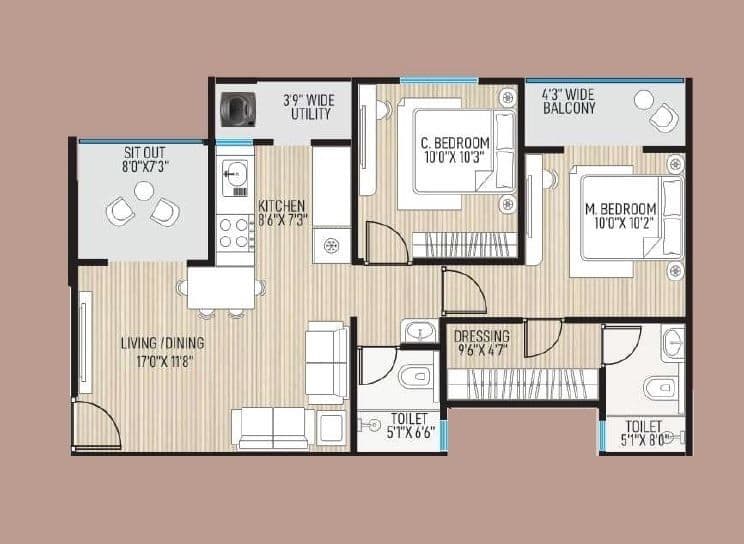 Unit plan - 794 sq.ft.