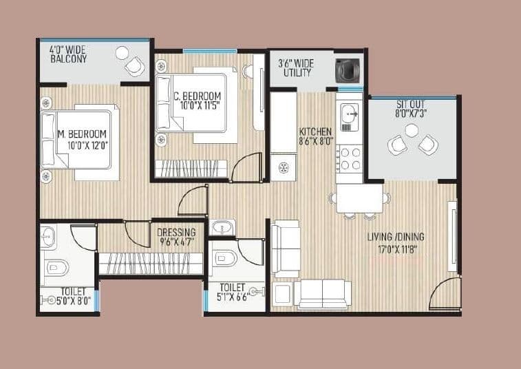 Balwadkar Shreepati Heritage Unit plan - 821 sq.ft.