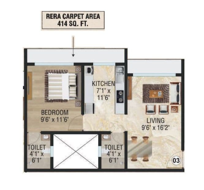 Samarpan Goldmist Unit plan - 414 sq.ft.