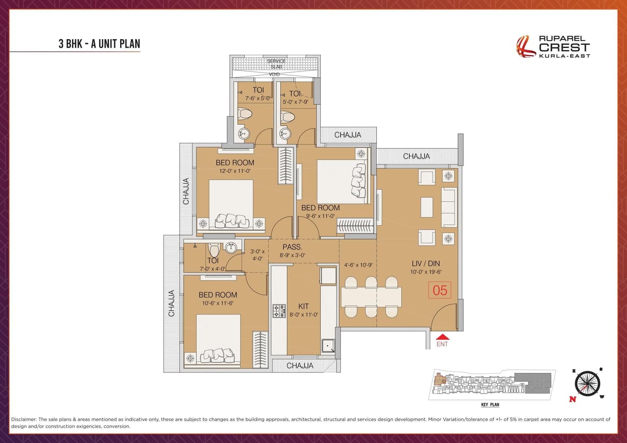 Ruparel Crest Unit plan - 742 sq.ft.