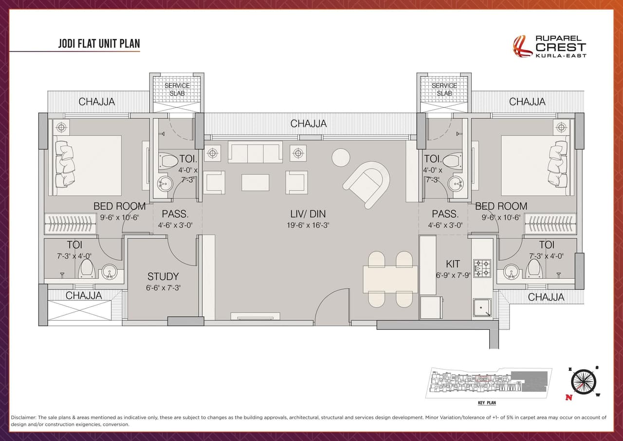 Ruparel Crest Unit plan - 786 sq.ft.