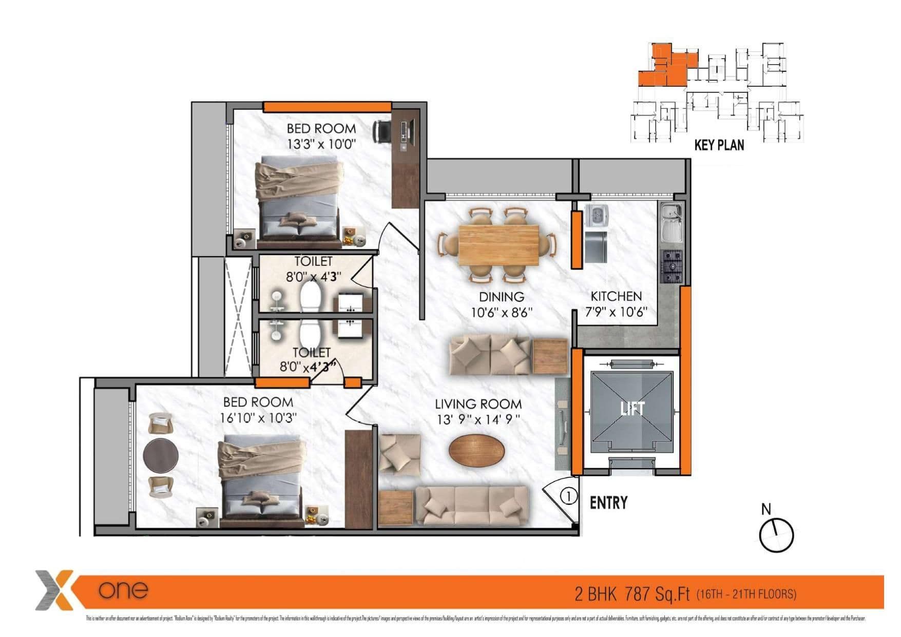 Unit plan - 787 sq.ft.