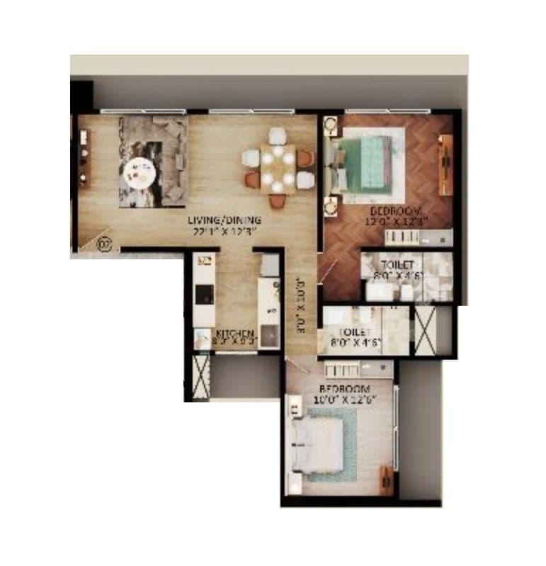 Nettheim Chirag Heights Unit plan - 660 sq.ft.
