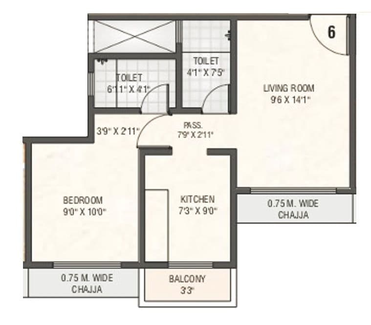 Saptashree Galicia Unit plan - 428 sq.ft.