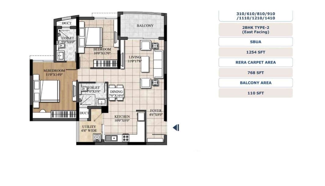 Signature Heights Unit plan - 768 sq.ft.