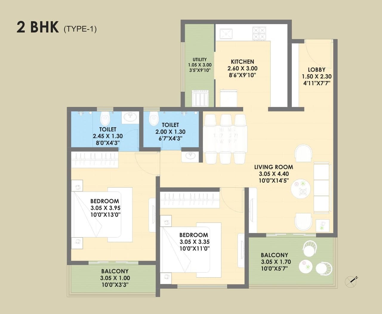 Virinchi Affluent 21 Unit plan - 800 sq.ft.
