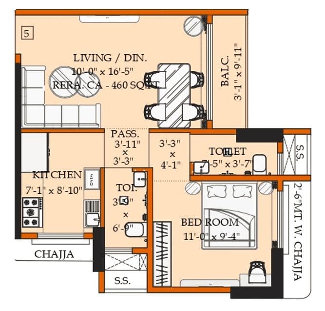 Citiline Grandis Shivalaya Unit plan - 460 sq.ft.