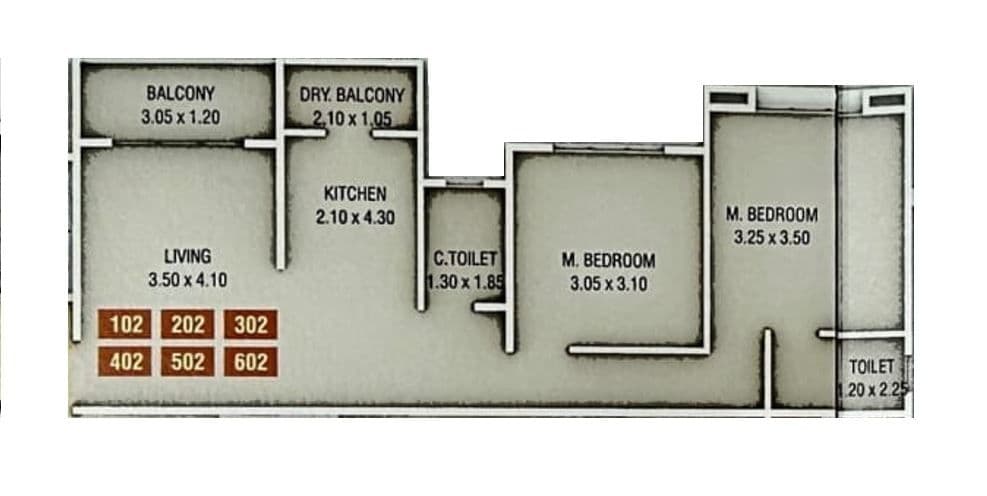Adiraj Bavdhan Unit plan - 687 sq.ft.