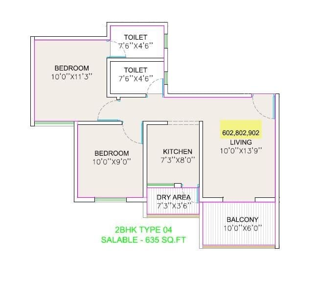 Unit plan - 634 sq.ft.
