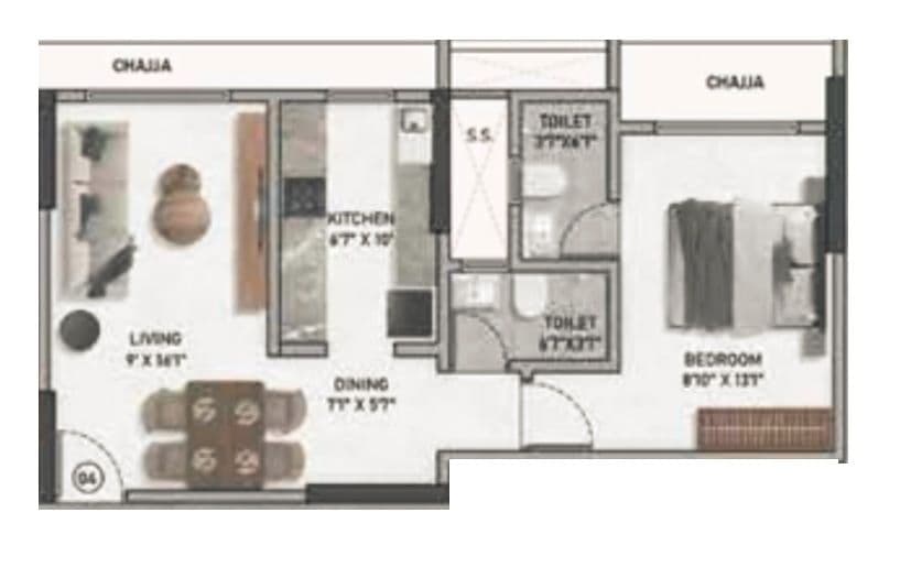 Parsn Shiv Vaibhav Unit plan - 460 sq.ft.