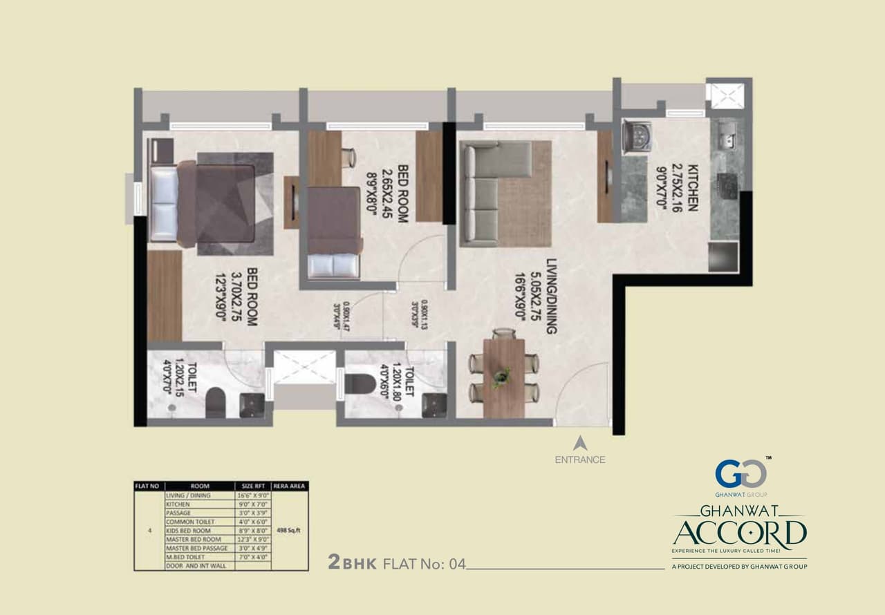 Ghanwat Accord Unit plan - 498 sq.ft.