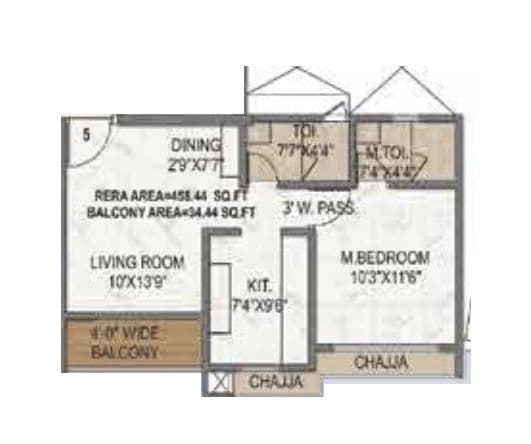 Unit plan - 492 sq.ft.
