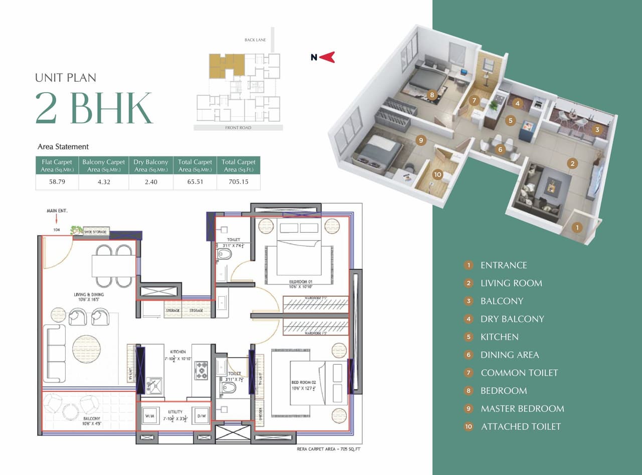 Urban Soumitra Unit plan - 705 sq.ft.