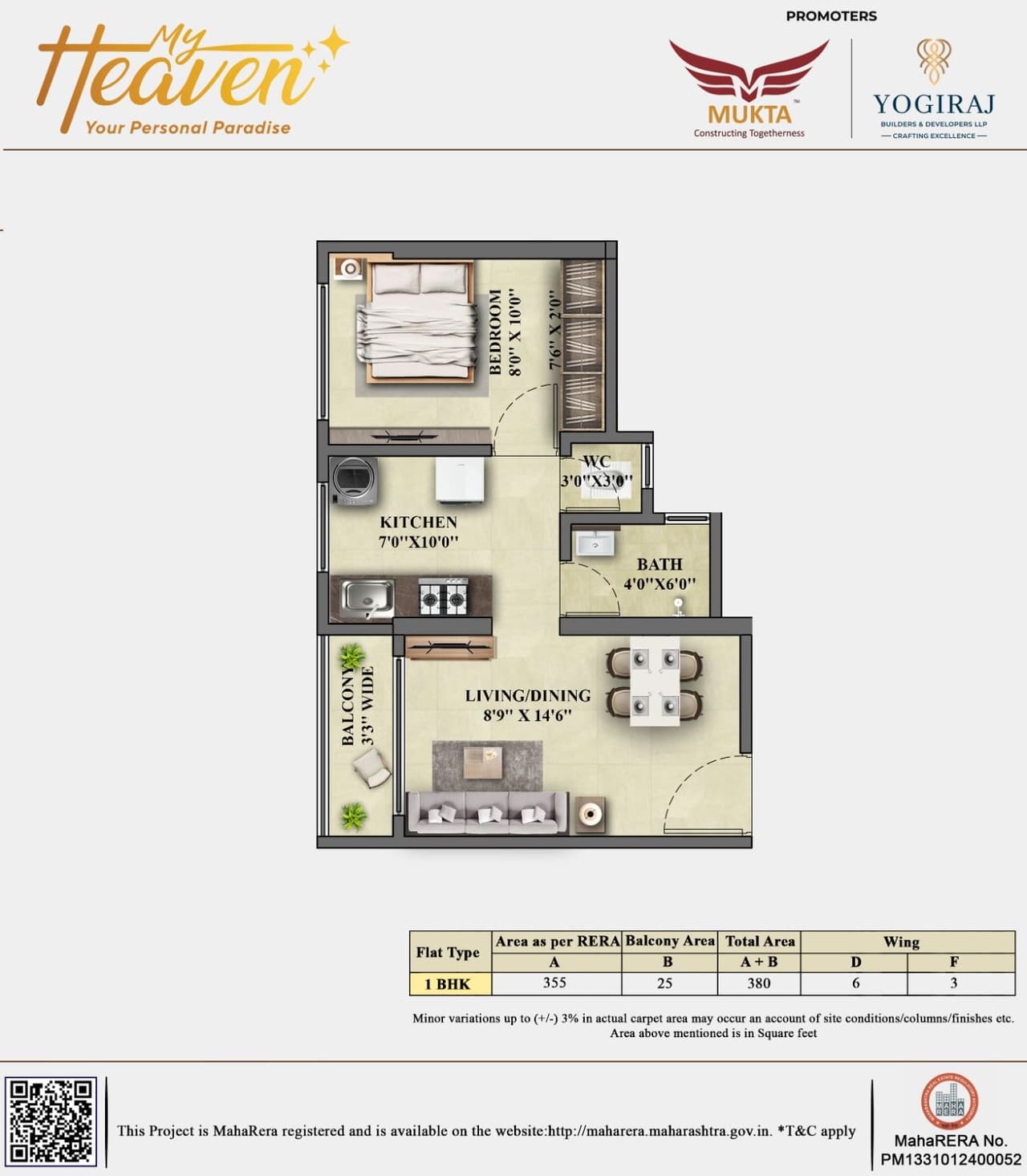 Mukta My Heaven Unit plan - 380 sq.ft.