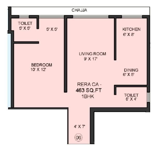 Nirvaana 90 Unit plan - 463 sq.ft.