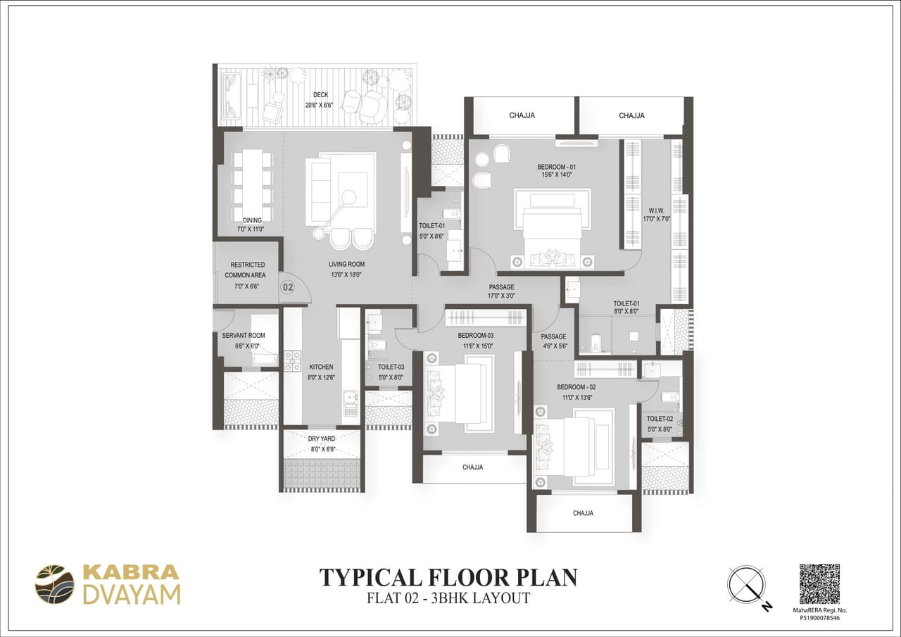 Kabra Dvayam Unit plan - 1698 sq.ft.