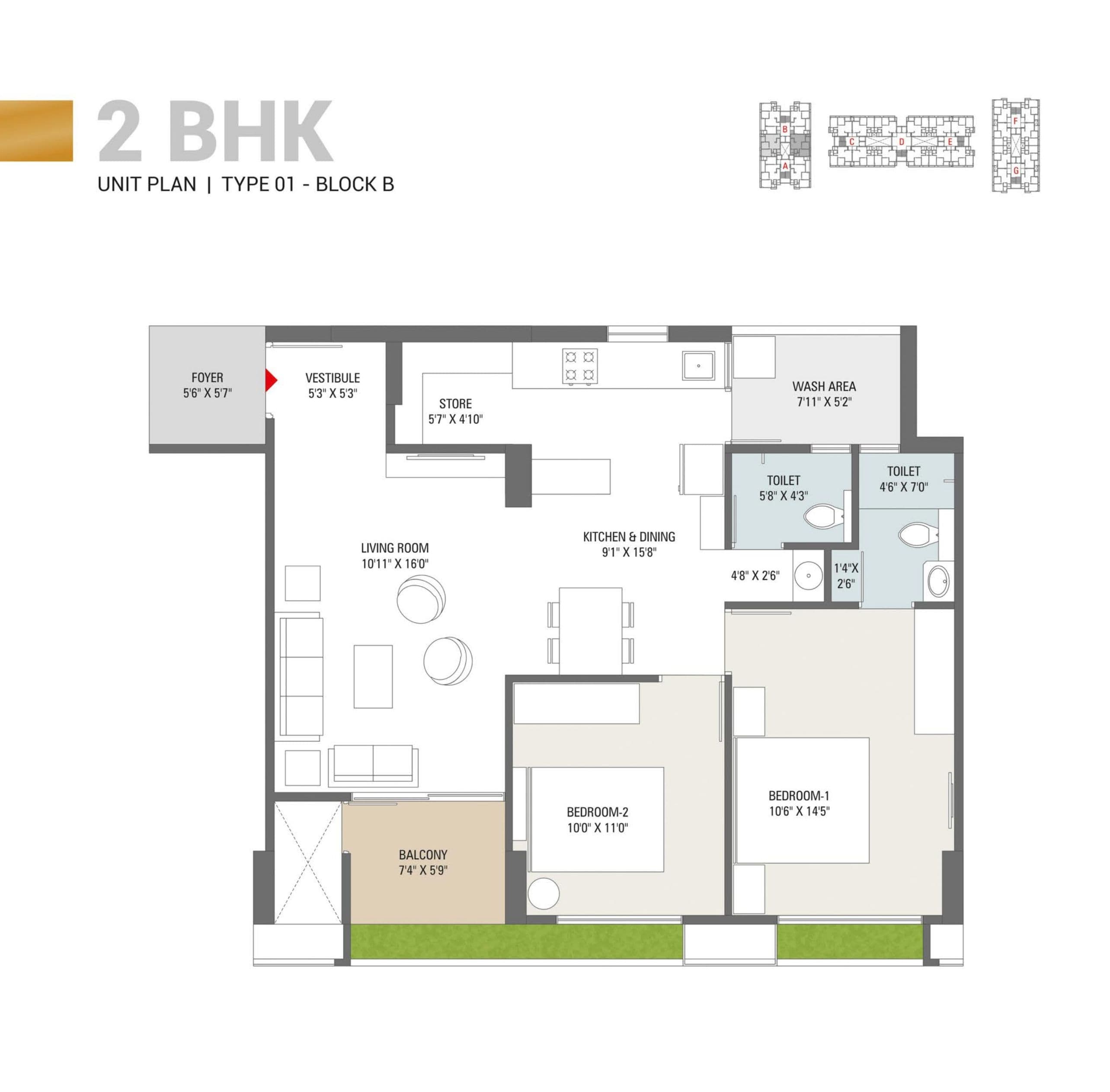 Unit plan - 874 sq.ft.