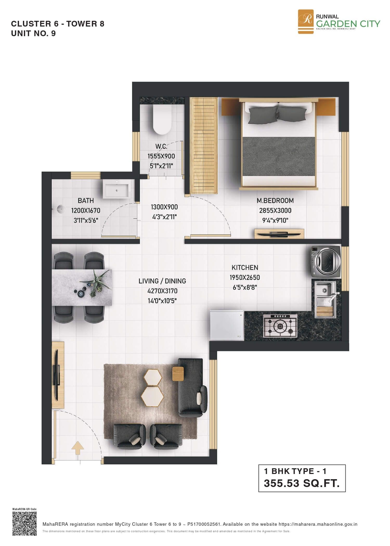 Unit plan - 355 sq.ft.