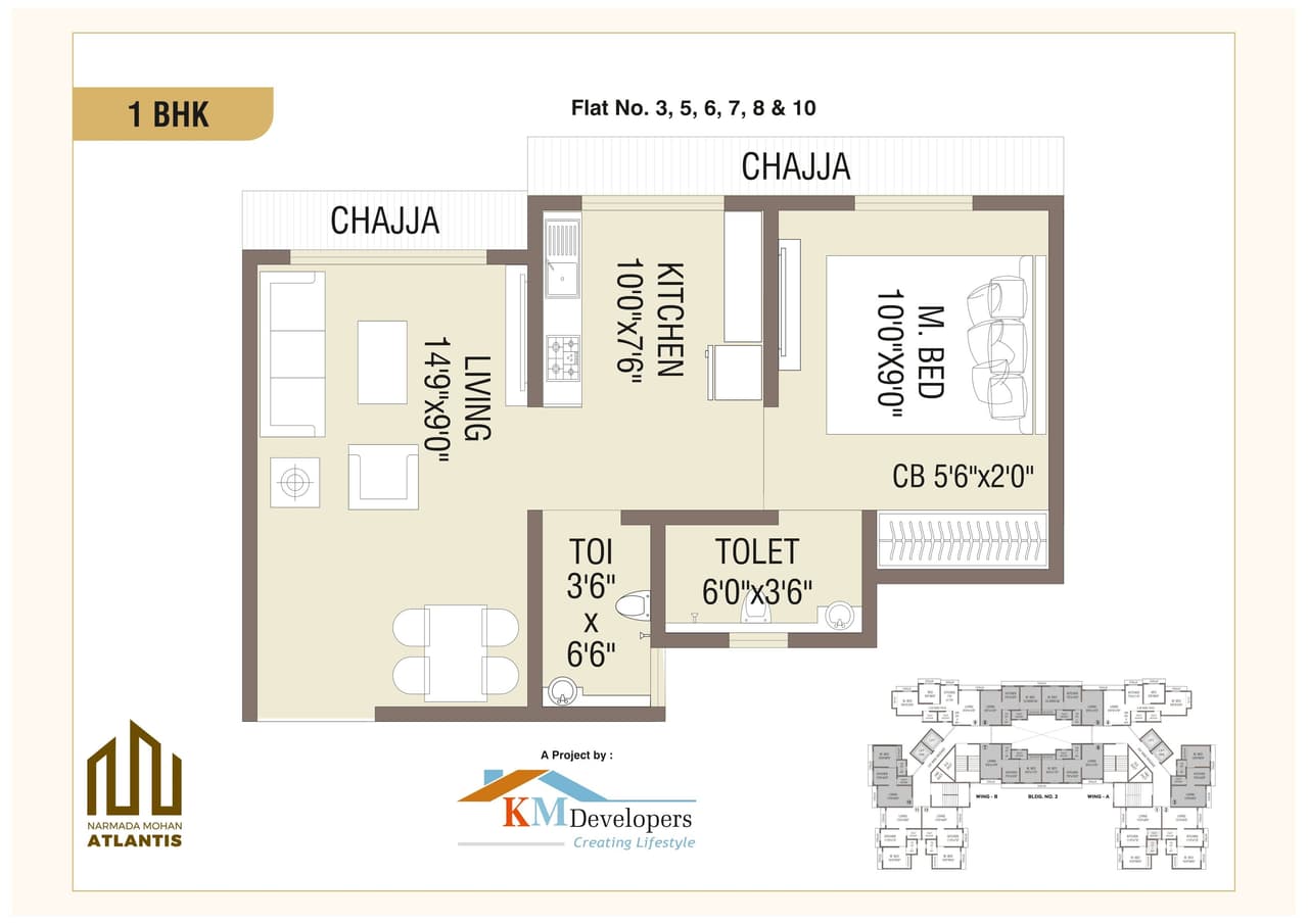 Narmada Mohan Atlantis Unit plan - 391 sq.ft.