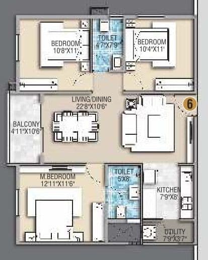 Desai Empire Unit plan - 790 sq.ft.