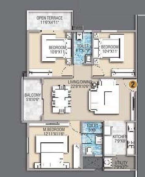 Desai Empire Unit plan - 791 sq.ft.