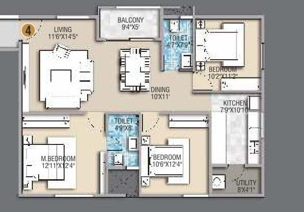 Desai Empire Unit plan - 900 sq.ft.