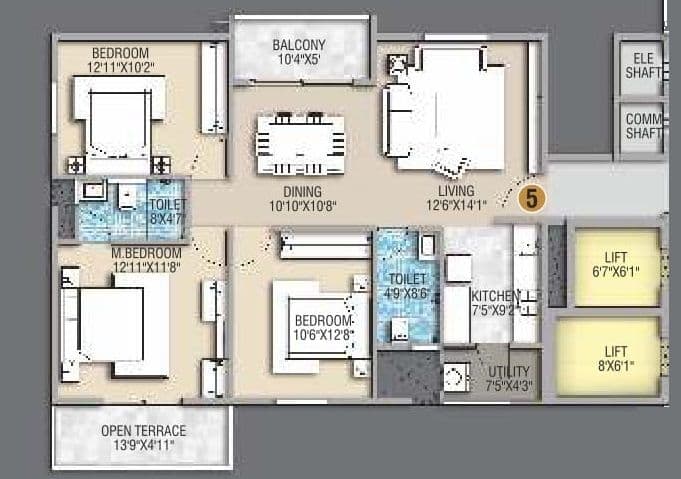 Desai Empire Unit plan - 888 sq.ft.