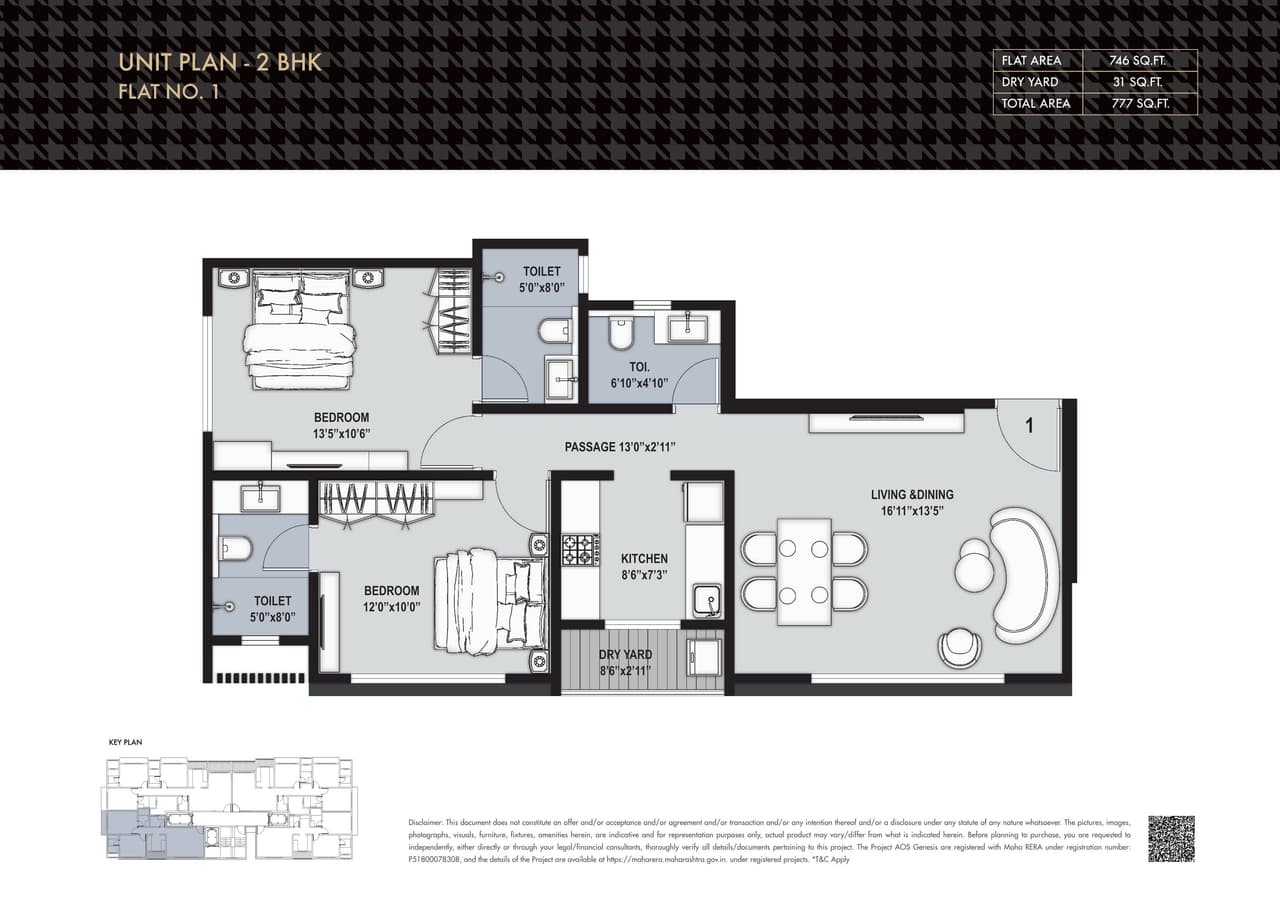 AOS Genesis Unit plan - 777 sq.ft.