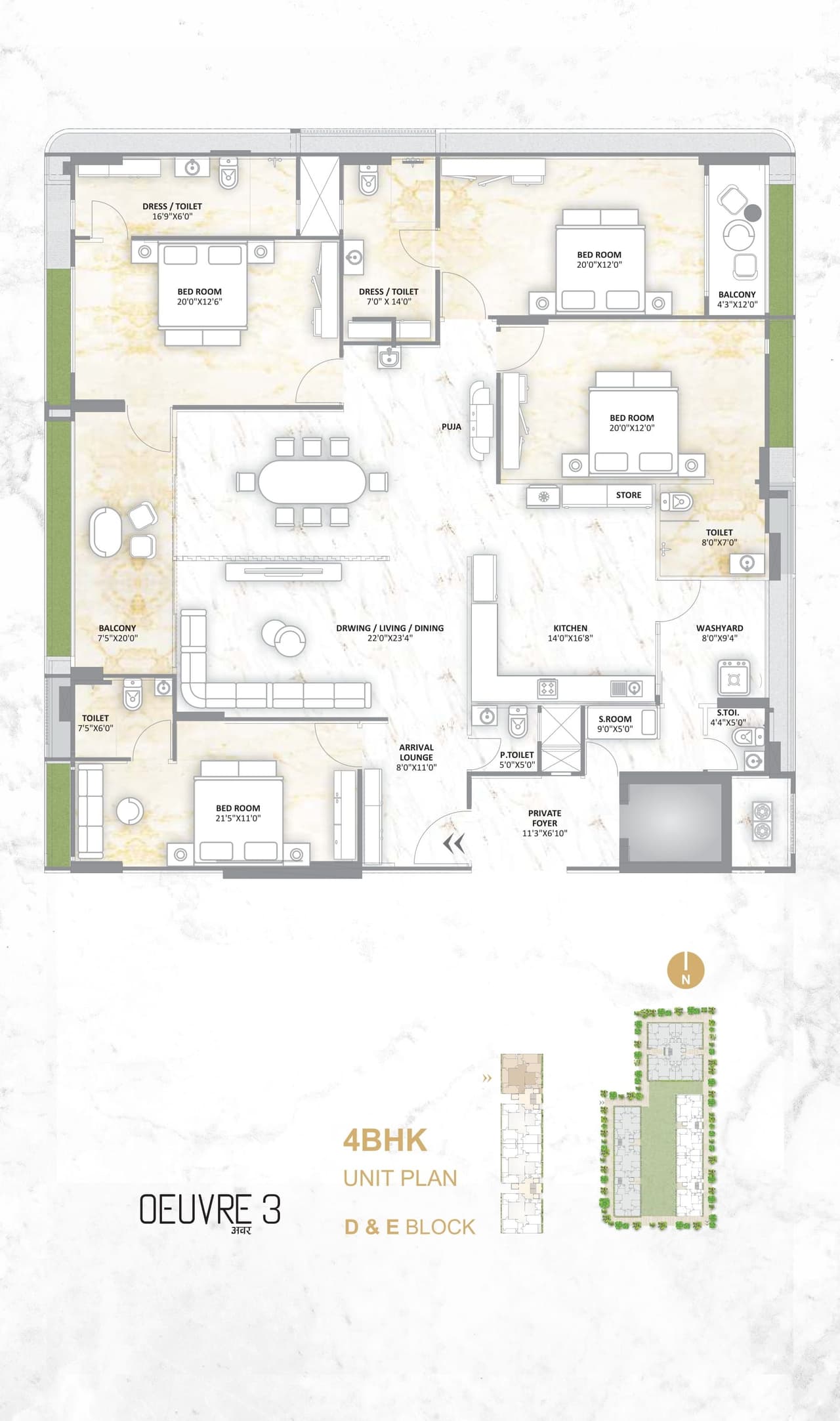 Madhav Oeuvre 3 Unit plan - 2558 sq.ft.