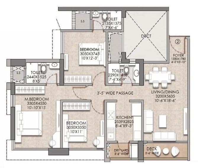 Unit plan - 991 sq.ft.
