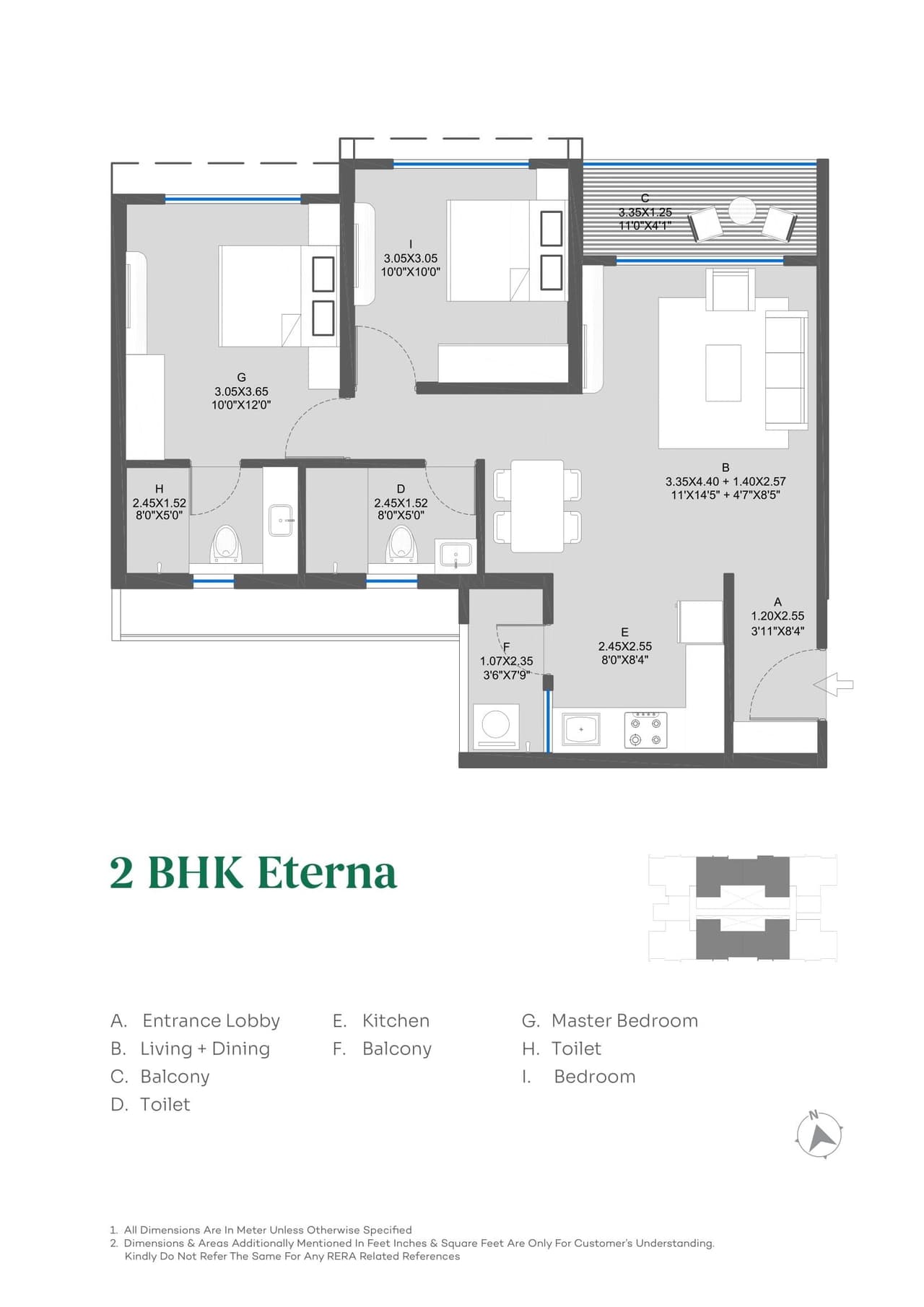 Kolte Patil Bond Unit plan - 736 sq.ft.