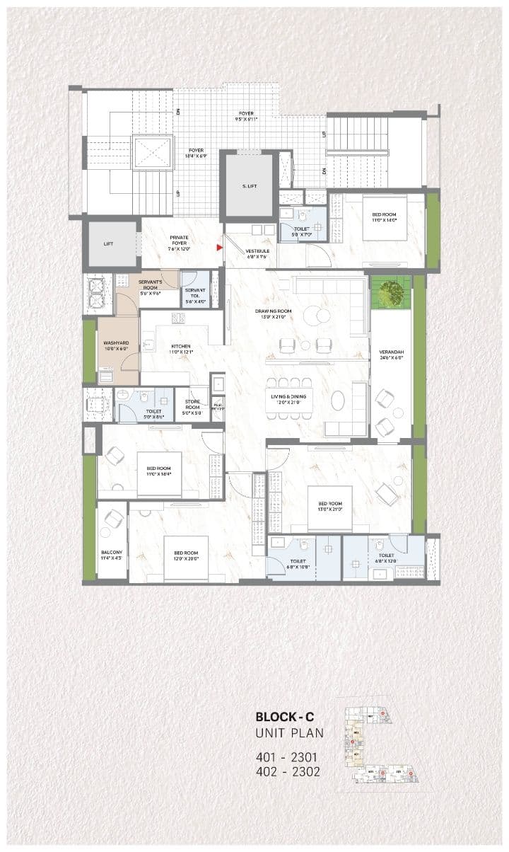 Madhav Oeuvre 2 Unit plan - 2585 sq.ft.