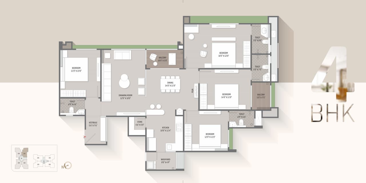 HR Eliseo Unit plan - 1553 sq.ft.
