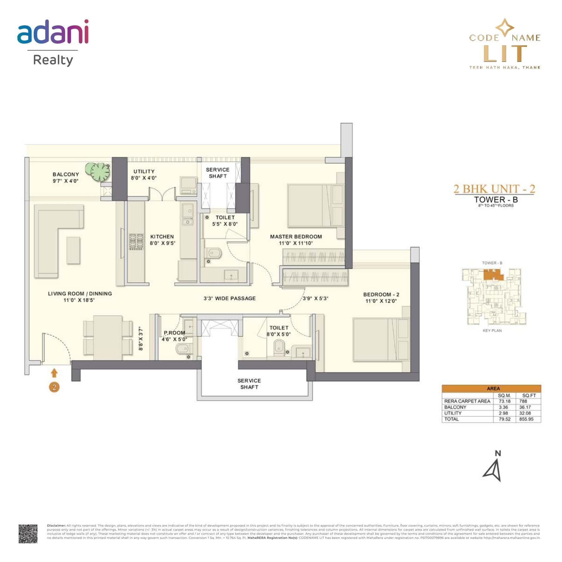 Adani Codename LIT Unit plan - 855 sq.ft.