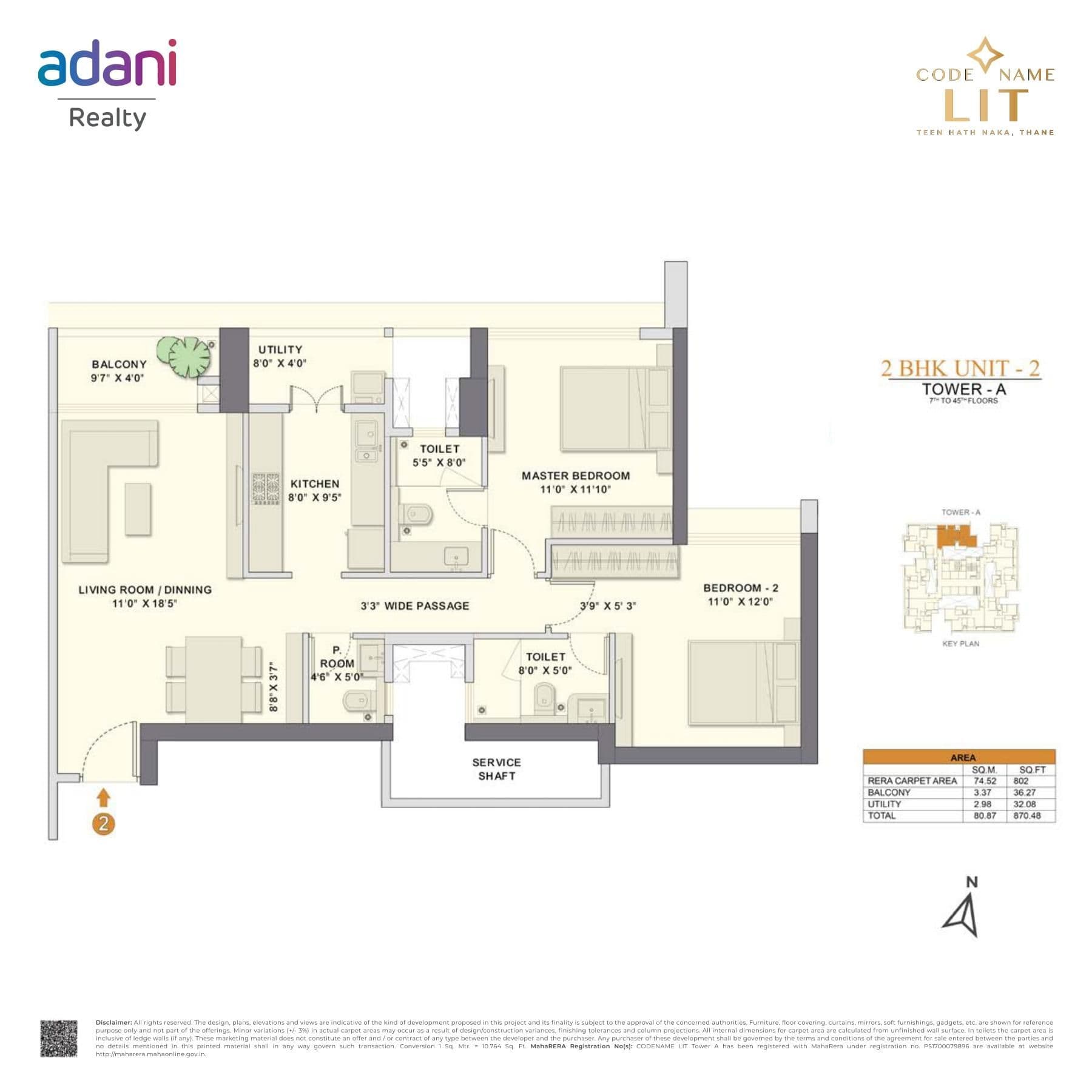 Adani Codename LIT Unit plan - 870 sq.ft.