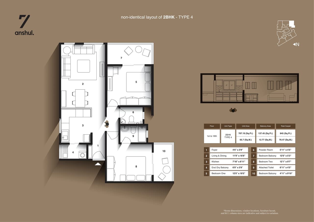 Anshul 7 Unit plan - 845 sq.ft.