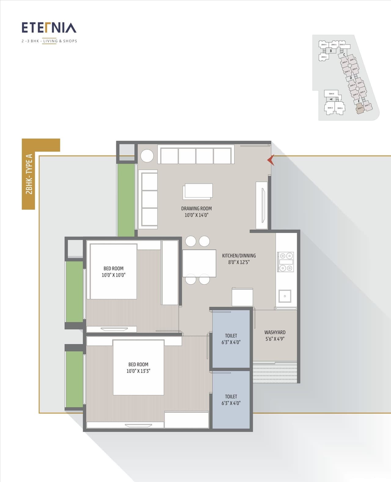 HR Eternia Unit plan - 605 sq.ft.