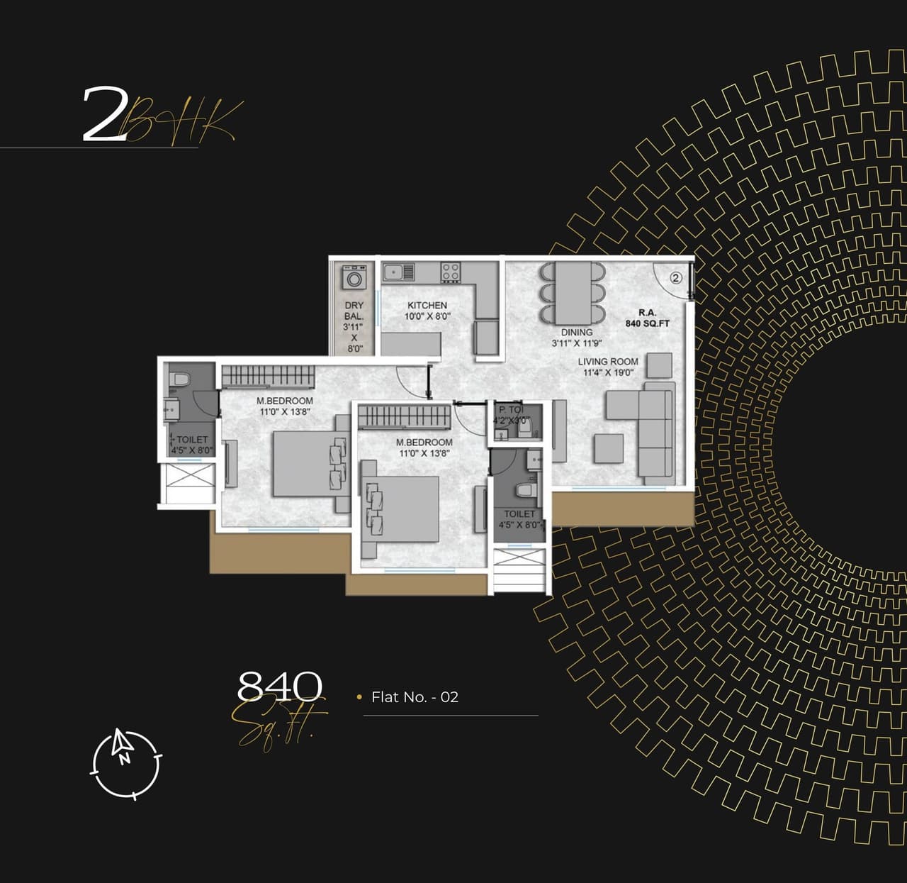 Goyal Sati Darshan Unit plan - 840 sq.ft.