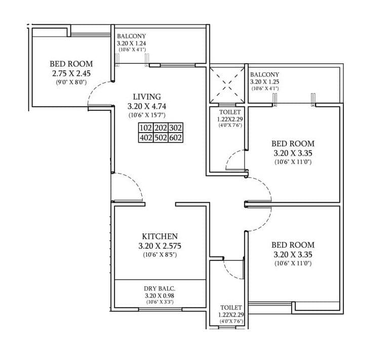 Blue 27th Avenue Unit plan - 823 sq.ft.