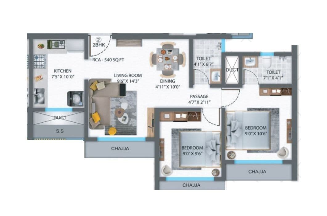 Shreeji Eternity Unit plan - 541 sq.ft.